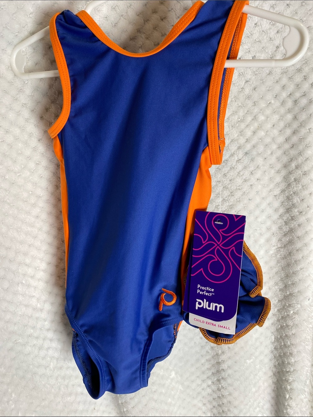 Plum Practice Perfect Gymnastics Blue & Orange Girls Leotard Leo